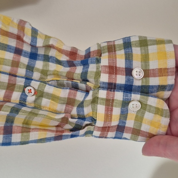 J. McLaughlin Plaid Linen Men's Shirt - Size Medium - Colorful Madras Style - Picture 3 of 6